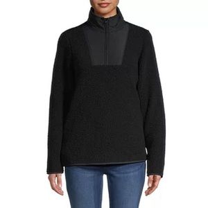 NWT St. John’s Bay Faux Fur Pullover Sherpa - Black - Size L